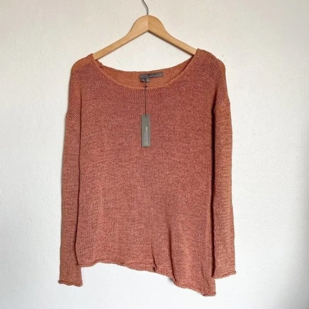 NWT 360 Sweater Linen Cotton Asymmetrical Open Knit Sweater